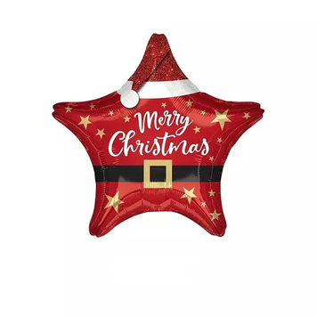 Фольга 18" (45см) "Merry Christmas звезда красная" (Китай)