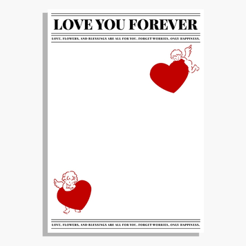 Плівка для квітів Біла "Love you forever" Ангела з серцями (35см*50см) 20л