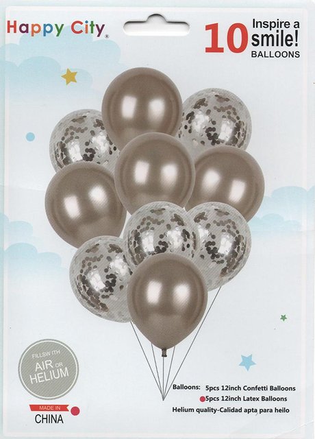 Набір латексних кульок Party Balloon Срібний 10 шт (Китай) (в індив. упаковці)