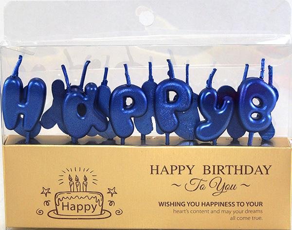 Набор свечей для торта BUBBLES буквы "Happy Birthday Синие"