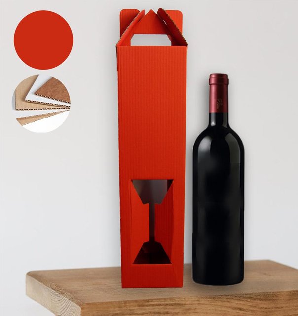 Подарункова коробка для пляшки "Червона" (двосторонній картон 35х9 см)