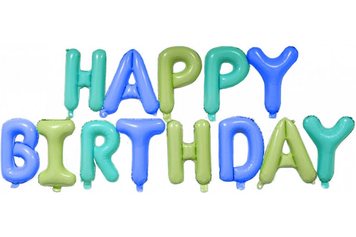 Фольгована фігура літери "HAPPY BIRTHDAY м'ятно-сині"