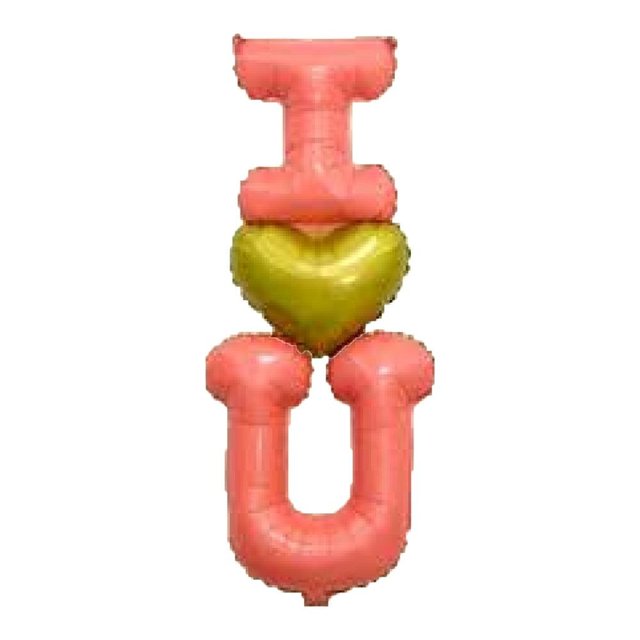 Фольгированная фигура Буквы розовые I love you (в Инд. уп.) (Китай)