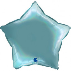 Фольга Звезда 18" Голографический платиновый Морская волна (Grabo)