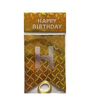 Гірлянда літери Happy Birthday Золото Голограма Кола