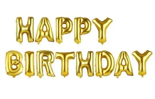 Фольгована фігура літери "Happy birthday" Набір букв (золото 40 см)