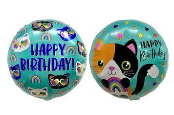 Фольга 18" (45см) "Happy Birthday з кицьками" Китай(Pinan)
