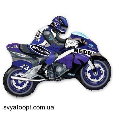 Фольгированная фигура большая Мотоцикл Синий 0831 Flexmetal (в Инд. уп.)