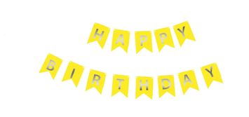 Гірлянда літери Happy Birthday Жовта Золоті Літери