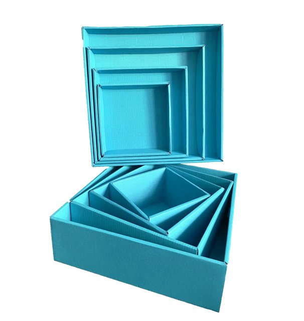 Набор подарочных коробок "Голубые" (4 шт.) двусторонний картон (h-9)