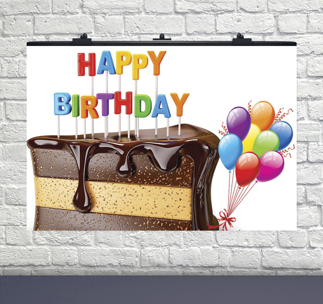 Плакат на день народження Happy Birthday шматочок торта 75х120 см