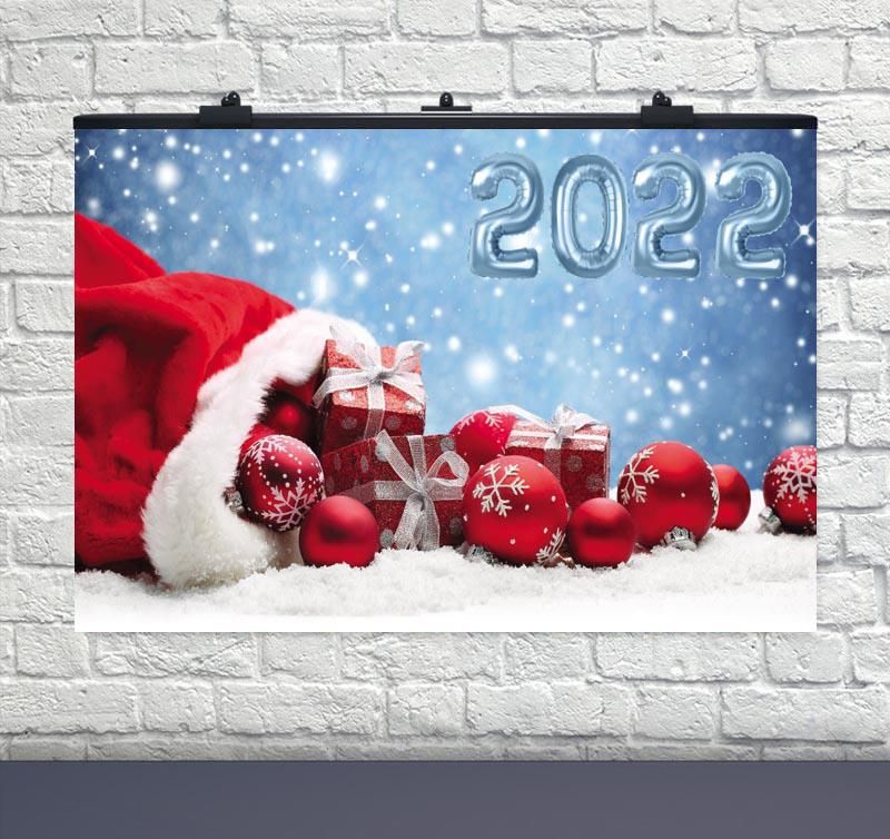 Плакат для свята 2022 мешок с подарками 75х120 см