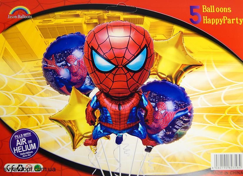 Набір кульок фольгованих Людина павук 5 шт (Китай) (в індив. упаковці)