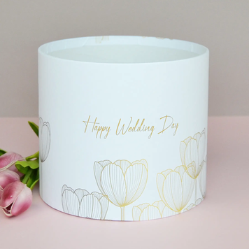 Шляпная коробка Gold happy wedding day (Маленькая D16)