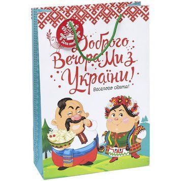 Подарунковий пакет "Доброго вечора, ми з України" 24х35х9 см (1 штука) офсет