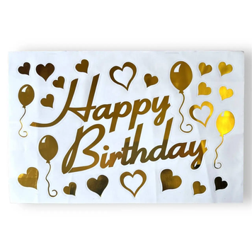Наліпки ВЕЛИКІ "Happy Birthday серця, кульки" (на коробку або кульку)