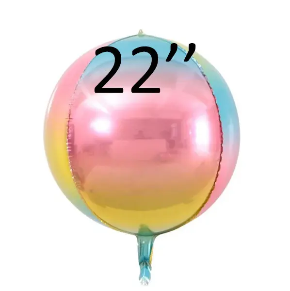 Фольга 3D сфера Градиент Блакитний-золото-рожевий Китай (22")