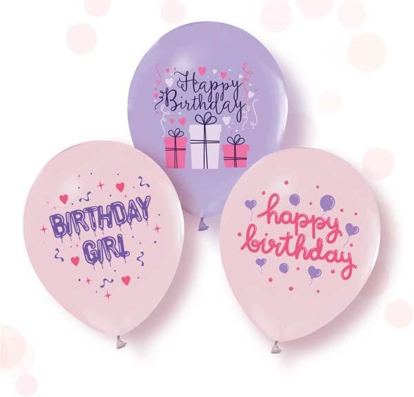 Повітряні кульки "Birthday Girl - асорті" (ТМ "Твоя Забава") (50 шт)