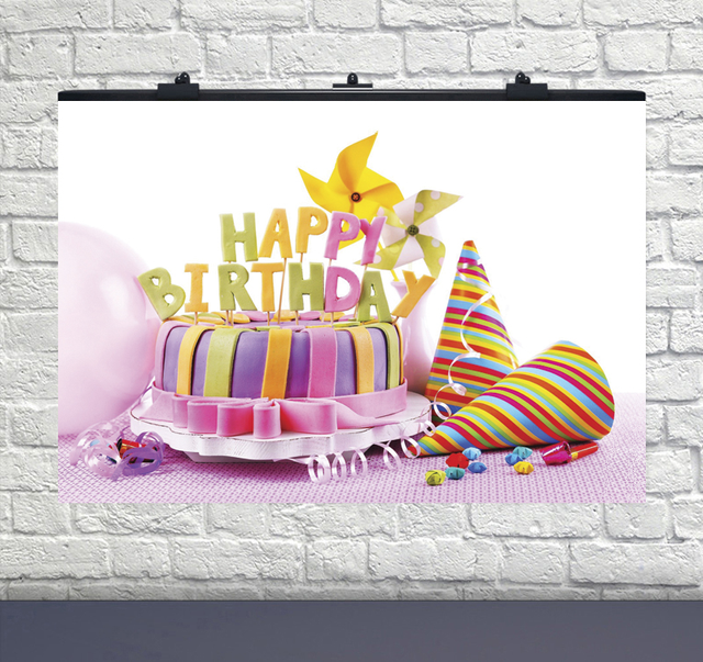 Плакат на день рождения торт розовый фон HB 75х120 см