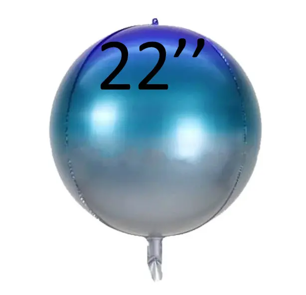 Фольга 3D сфера Градиент Серебро-бирюза-Синий Китай (22")