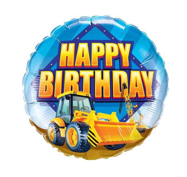 Фольга 18" (45см) "Happy Birthday (трактор)" Китай(Pinan)
