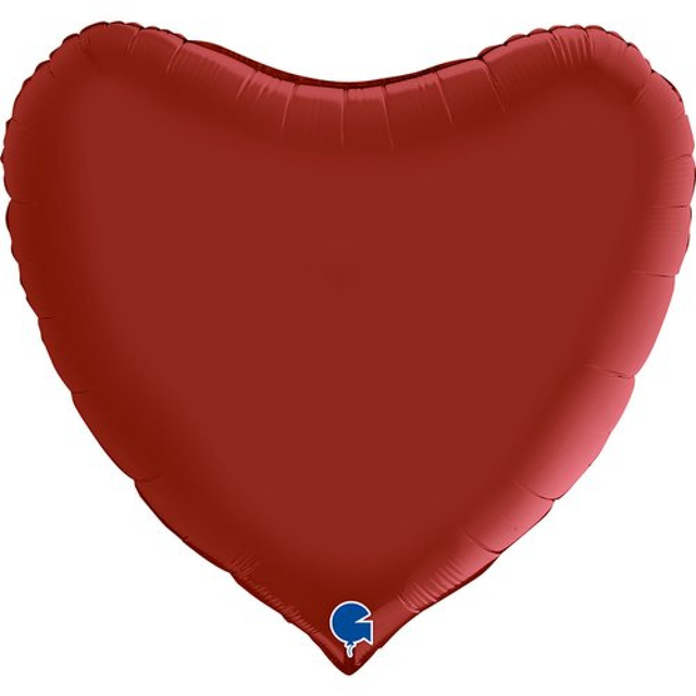 Фольга сердце 36" Сатин рубин красный в Инд. упаковке (Grabo)