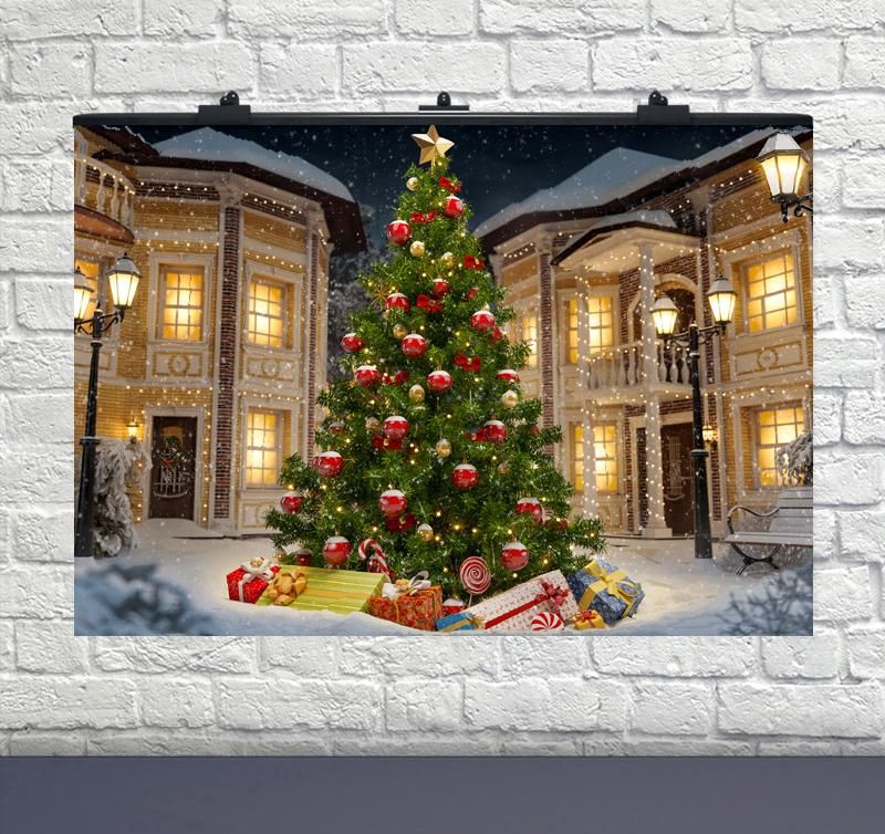 Плакат для свята Новорічна ялинка у дворі 75х120 см