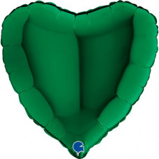 Фольга Серце 18" Темно - зелений (Grabo)