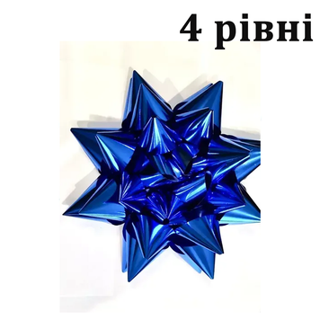 Бант на коробку-сюрприз Синій металик (25 см) 4 рівні