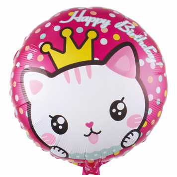 Фольга 18" (45см) "Кішечка голова Happy Birthday" (Китай)