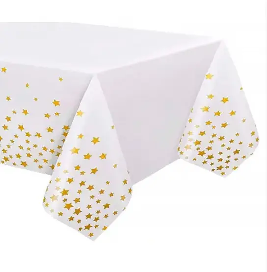Дитяча скатертина на стіл "Золоті зірки на білому" (137*183)