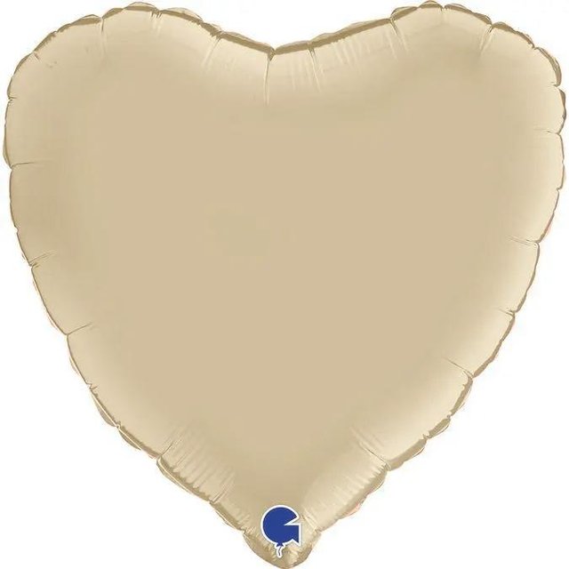 Фольга Сердце 18" Кремовое сатин в инд. упаковке (Grabo)