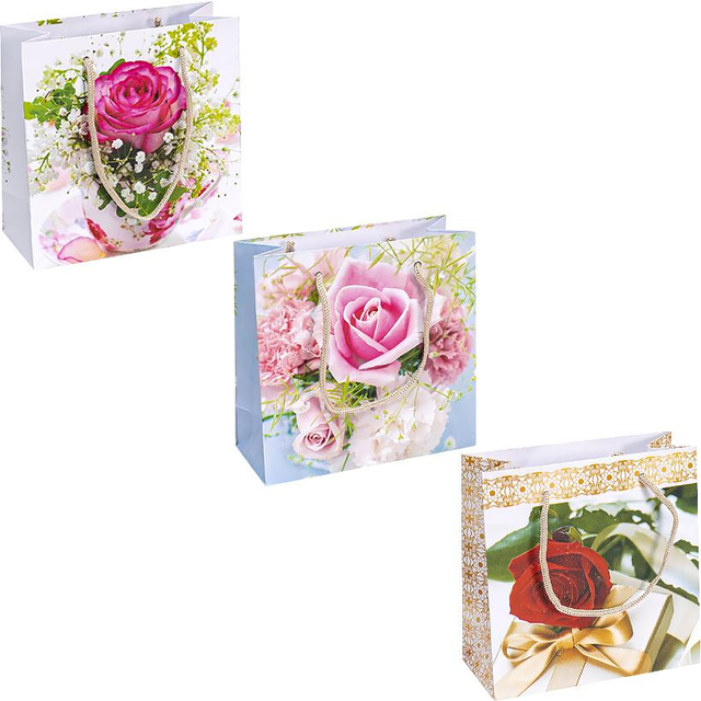 Подарочный пакет "Цветы ассорти на выбор" 16х16х7 см (1 штука)