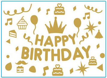 Наліпки великі "Happy Birthday корона золото" (на коробку або кульку-гігант)