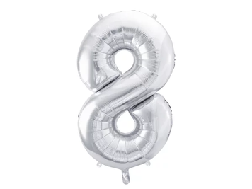 Фольгированная цифра 8 Серебро PartyDeco
