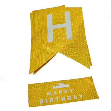 Гірлянда літери Happy Birthday Золото ГОЛОГРАММА смужки