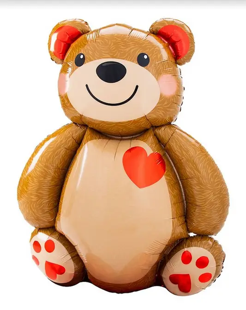 Фольгована фігура Ведмедик з серцем без бази (Китай) (в індив. упаковці)