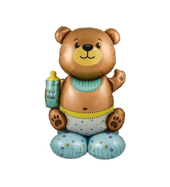 Стояча фольгована фігура "Ведмедик з бутилочкою хлопчик в інд. уп." Китай