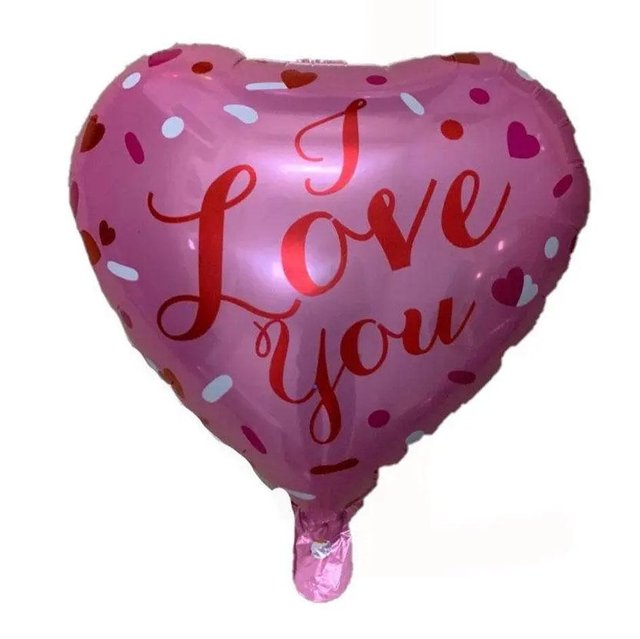 Фольга 18" (45см) серце "I love you серця конфетті на рожевому" (Китай)