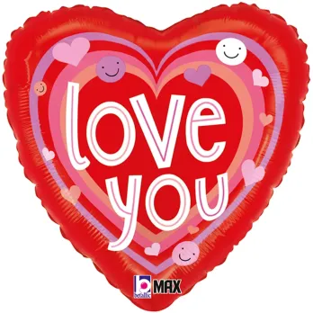 Фольга Сердце с улыбками love you ПАК (в инд. уп.) Grabo