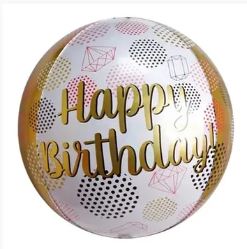 Фольга 3D сфера Happy Birthday геометрия Китай (22")