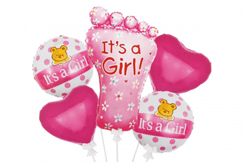 Набір кульок фольгованих "It`s a Girl" 5шт. (Китай) (в інд. уп.)