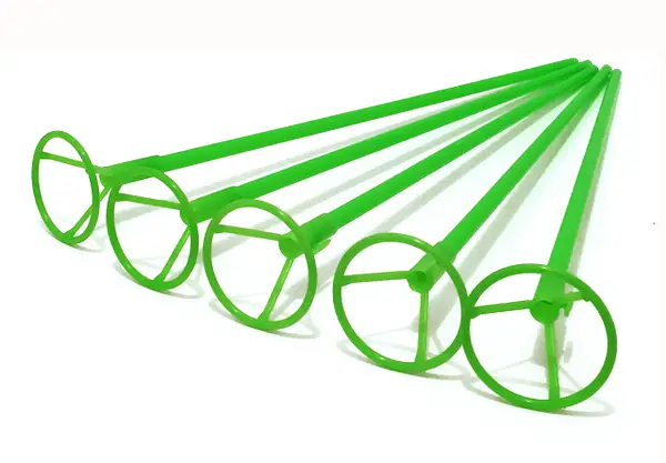 Зеленые палочки для фольгированных шаров 40 х 0,9см с клипсой (50шт)