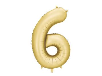 Фольгована цифра 6 Сатин Золото PartyDeco