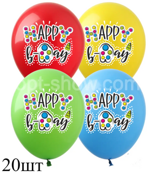 Шары (20 шт.) ТМ Show (1 ст.) 12" (Happy Birthday Симпл Димпл)
