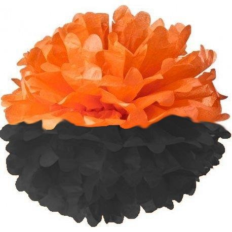 Помпон двухцветный Оранжево-черный 25 см