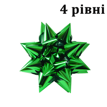 Бант на коробку-сюрприз металік зелений (25 см) 4 рівні
