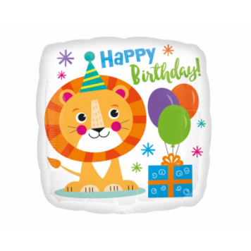 Фольга 18" (45см) "Лев Happy birthday" (Китай)