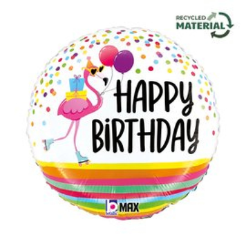 Фольга 18" "HB Фламінго з кульками" коло (в інд. уп.) Grabo