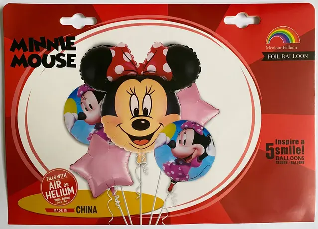 Набір кульок фольгованих Мінні Маус Червоний Бант 5 шт (Китай) (в індив. упаковці)